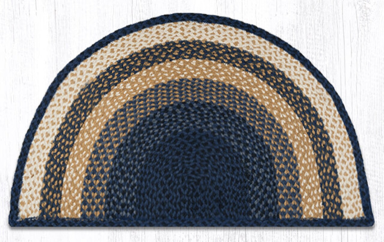 Earth Rugs SC-79 Lt. Blue / Dk. Blue / Mustard Large Rug Slice 24" x 39"